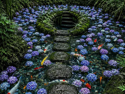 紫陽花を浮かべた花手水
